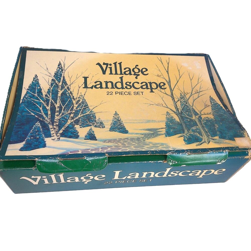 Vintage Department 56 Village Landscape #52600 22 Piece Set Trees Road Snow READ